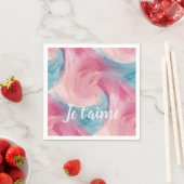 Stropdas-Dye Pink en Blue Painterly Waterverf in L Servet (Insitu)