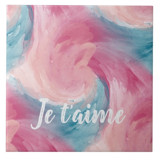 Stropdas-Dye Pink en Blue Painterly Waterverf in L Tegeltje (Voorkant)