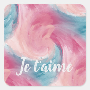 Stropdas-Dye Pink en Blue Painterly Waterverf in L Vierkante Sticker