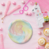 Stropdas-Dye Retro Pastel Painterly Waterverf in L Papieren Bordje (Feest)