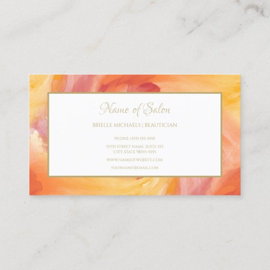 Stropdas-Dye Rood Sinaasappel Painterly Waterverf  Visitekaartje (Achterkant)