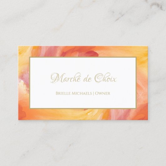 Stropdas-Dye Rood Sinaasappel Painterly Waterverf  Visitekaartje (Voorkant)