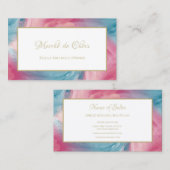 Stropdas-Dye Roze Blauw Painterly Waterverf Boutiq Visitekaartje (Voorkant / Achterkant)
