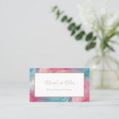 Stropdas-Dye Roze Blauw Painterly Waterverf Boutiq Visitekaartje (Staand voorkant)