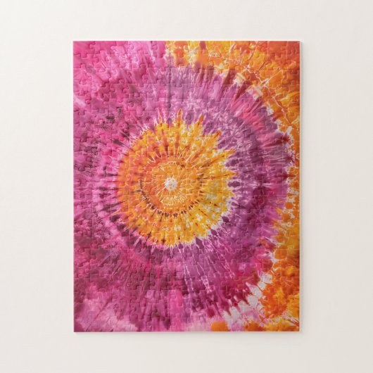 Stropdas-Dye Roze en Sinaasappel Swirl Legpuzzel (Verticaal)
