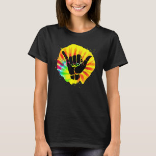Stropdas-Dye Shaka Hand Losse Regenboog Kleur Surf T-shirt