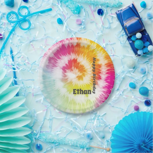 Stropdas-Dye Verjaardag Party Paper Borden Papieren Bordje (Feest)