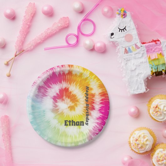 Stropdas-Dye Verjaardag Party Paper Borden Papieren Bordje (Feest)