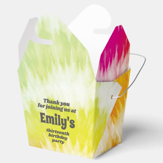 Stropdas-dye verjaardagsfeestje bedankdoosjes (Geopend)