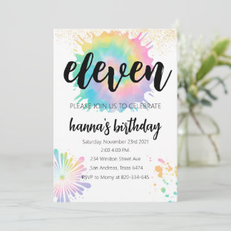 Stropdas-Dye Verjaardagsuitnodiging Gouden Uitnodi Kaart