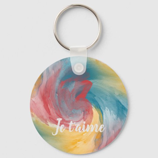 Stropdas-Dye Vette kleuren Painterly Waterverf in  Sleutelhanger (Voorkant)