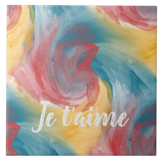 Stropdas-Dye Vette kleuren Painterly Waterverf in  Tegeltje (Voorkant)