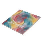 Stropdas-Dye Vette kleuren Painterly Waterverf in  Tegeltje (Zijkant)