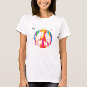 Stropdas-Dye-vredesteken Hippie Bohemian Festival T-shirt