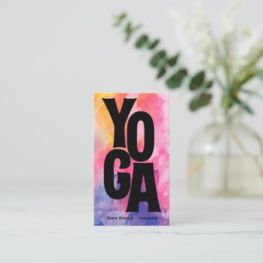 Stropdas-Dye Waterverf Yoga Studio Instructor Mode Visitekaartje (Staand voorkant)