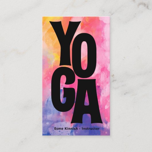 Stropdas-Dye Waterverf Yoga Studio Instructor Mode Visitekaartje (Voorkant)