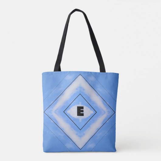 Stropdas-Dye White Diamonds Sky Blue Boho Chic Tote Bag (Achterkant)