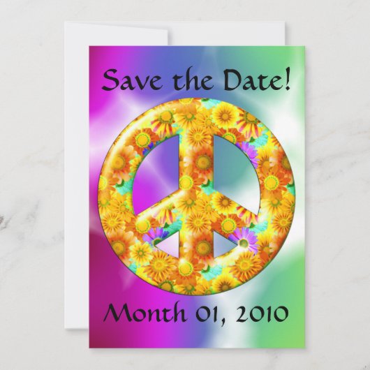 Stropdas - Dyed Peace Sign Invitations Save The Date (Voorkant)