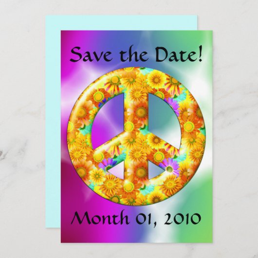 Stropdas - Dyed Peace Sign Invitations Save The Date (Voorkant / Achterkant)