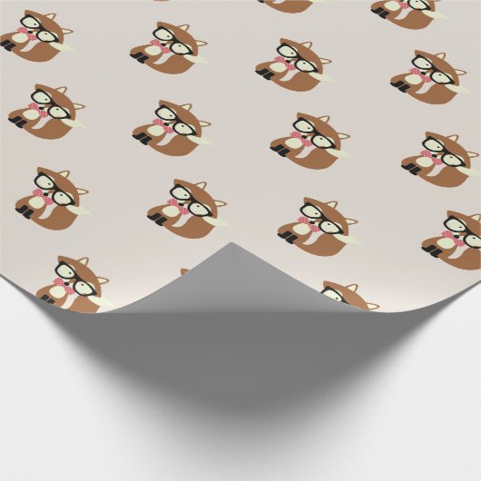 Stropdas en bril Hipster Brown Fox Cadeaupapier (Hoek)