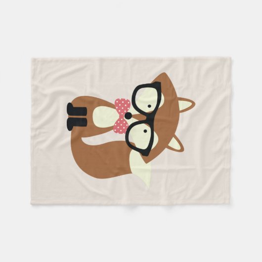 Stropdas en bril Hipster Brown Fox Fleece Deken (Voorkant (Horizontaal))