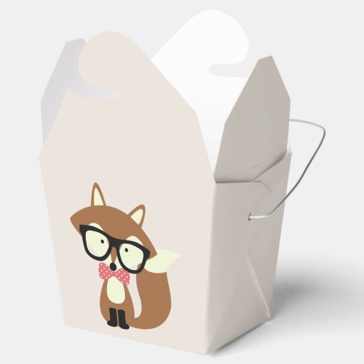 Stropdas en bril Hipster Brown Fox gepersonaliseer Bedankdoosjes (Geopend)