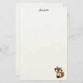 Stropdas en bril Hipster Brown Fox gepersonaliseer Briefpapier (Voorkant / Achterkant)