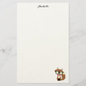 Stropdas en bril Hipster Brown Fox gepersonaliseer Briefpapier (Voorkant)