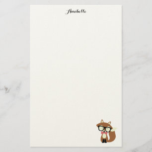 Stropdas en bril Hipster Brown Fox gepersonaliseer Briefpapier