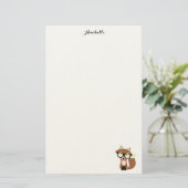 Stropdas en bril Hipster Brown Fox gepersonaliseer Briefpapier (Staand voorkant)