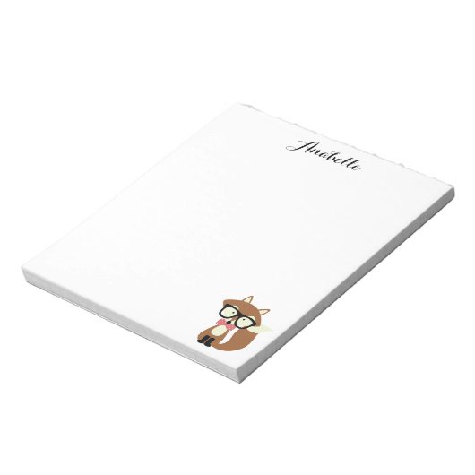 Stropdas en bril Hipster Brown Fox gepersonaliseer Notitieblok (Linkerzijde)