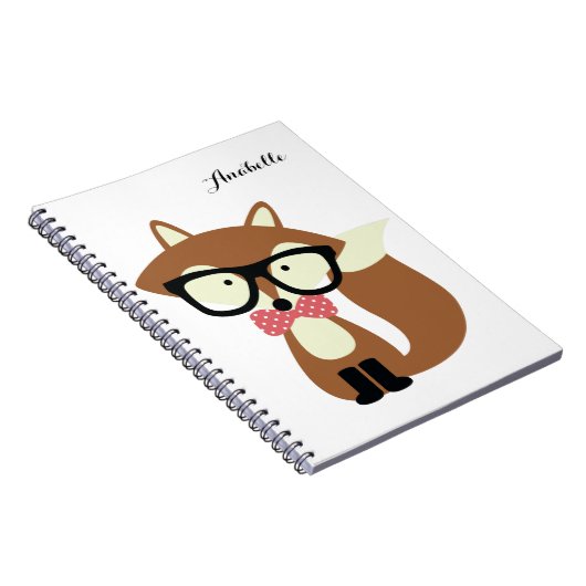 Stropdas en bril Hipster Brown Fox gepersonaliseer Notitieboek (Rechterzijde)
