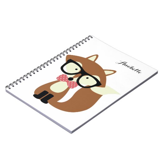 Stropdas en bril Hipster Brown Fox gepersonaliseer Notitieboek (Linkerzijde)