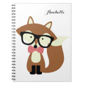 Stropdas en bril Hipster Brown Fox gepersonaliseer Notitieboek (Voorkant)