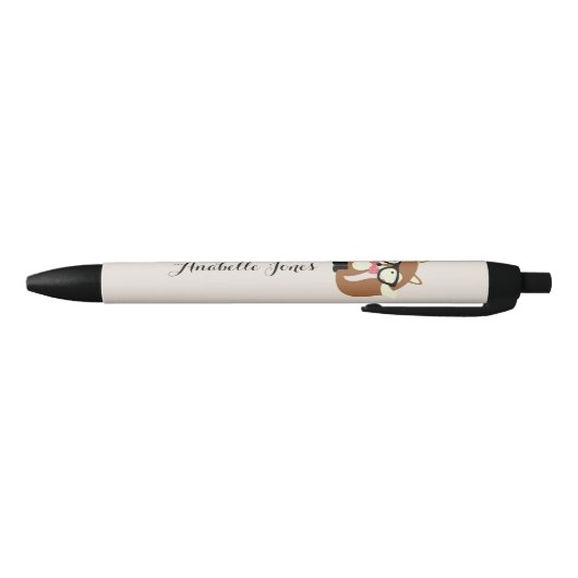 Stropdas en bril Hipster Brown Fox gepersonaliseer Zwarte Inkt Pen (Bodem)