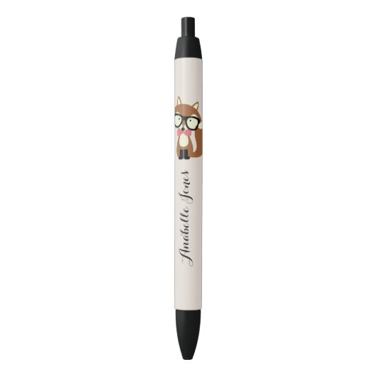 Stropdas en bril Hipster Brown Fox gepersonaliseer Zwarte Inkt Pen (Voorkant Verticaal)