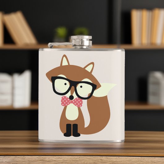 Stropdas en bril Hipster Brown Fox Heupfles