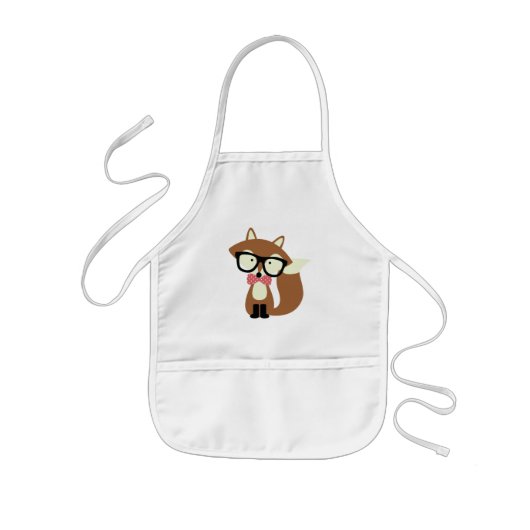 Stropdas en bril Hipster Brown Fox Kinder Schort (Voorkant)