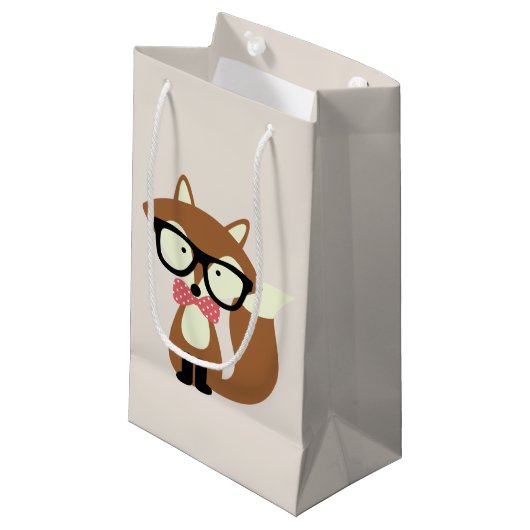 Stropdas en bril Hipster Brown Fox Klein Cadeauzakje (Voorkant Gekanteld)