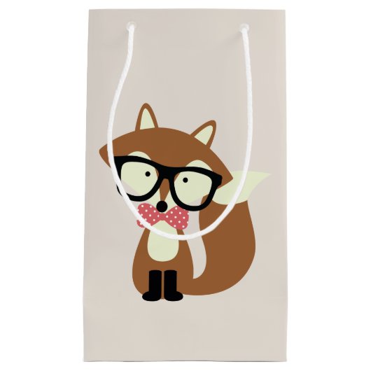 Stropdas en bril Hipster Brown Fox Klein Cadeauzakje (Voorkant)