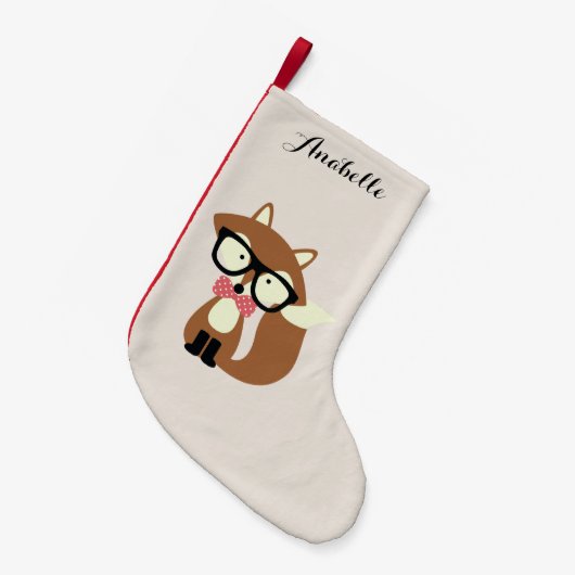 Stropdas en bril Hipster Brown Fox Kleine Kerstsok (Voorkant (Hangend))