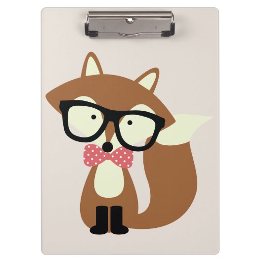Stropdas en bril Hipster Brown Fox Klembord (Voorkant)