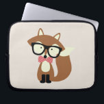 Stropdas en bril Hipster Brown Fox Laptop Sleeve<br><div class="desc">Schattige vectorillustratie van een schattige kleine bruine vos met een overmaat bril en een rood en wit stropdas van de vlek van het pokkenpatroon.</div>