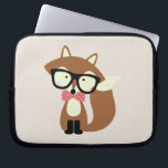 Stropdas en bril Hipster Brown Fox Laptop Sleeve<br><div class="desc">Schattige vectorillustratie van een schattige kleine bruine vos met een overmaat bril en een rood en wit stropdas van de vlek van het pokkenpatroon.</div>