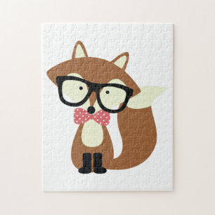 Stropdas en bril Hipster Brown Fox Legpuzzel