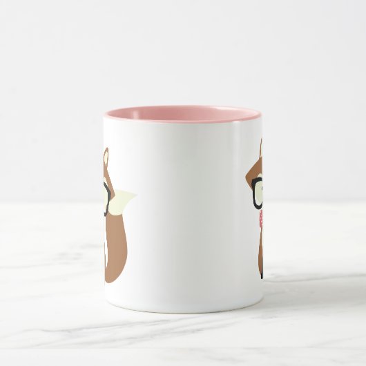 Stropdas en bril Hipster Brown Fox Mok (Midden)