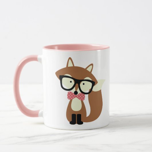 Stropdas en bril Hipster Brown Fox Mok (Links)