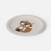 Stropdas en bril Hipster Brown Fox Papieren Bordje (Gekanteld)