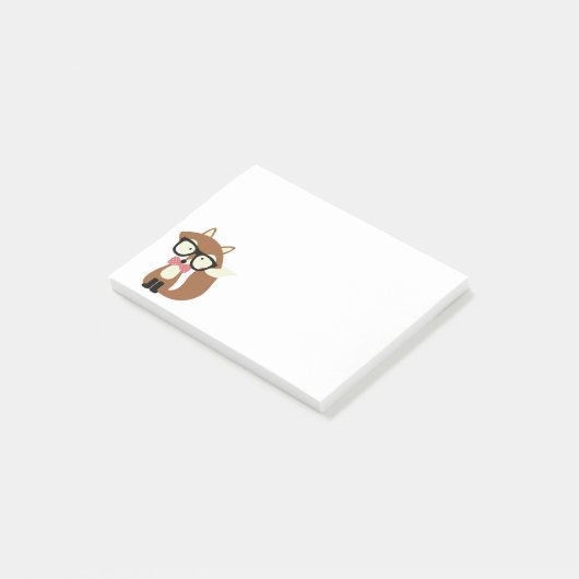 Stropdas en bril Hipster Brown Fox Post-it® Notes (Schuin)