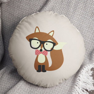 Stropdas en bril Hipster Brown Fox Rond Kussen